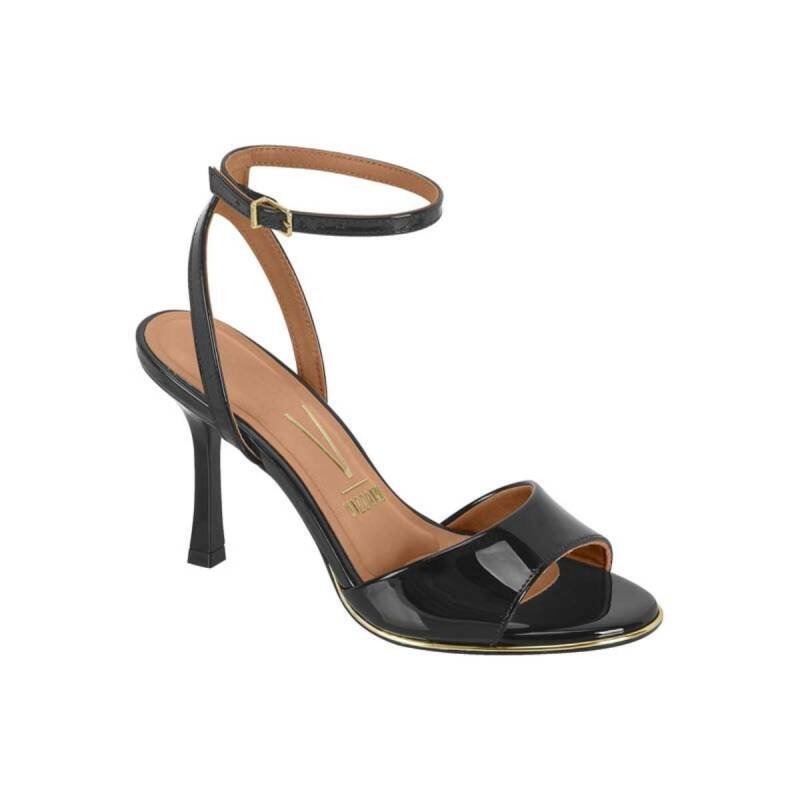 Sandália Vizzano Salto Taça Envernizada - Feminino - Preto