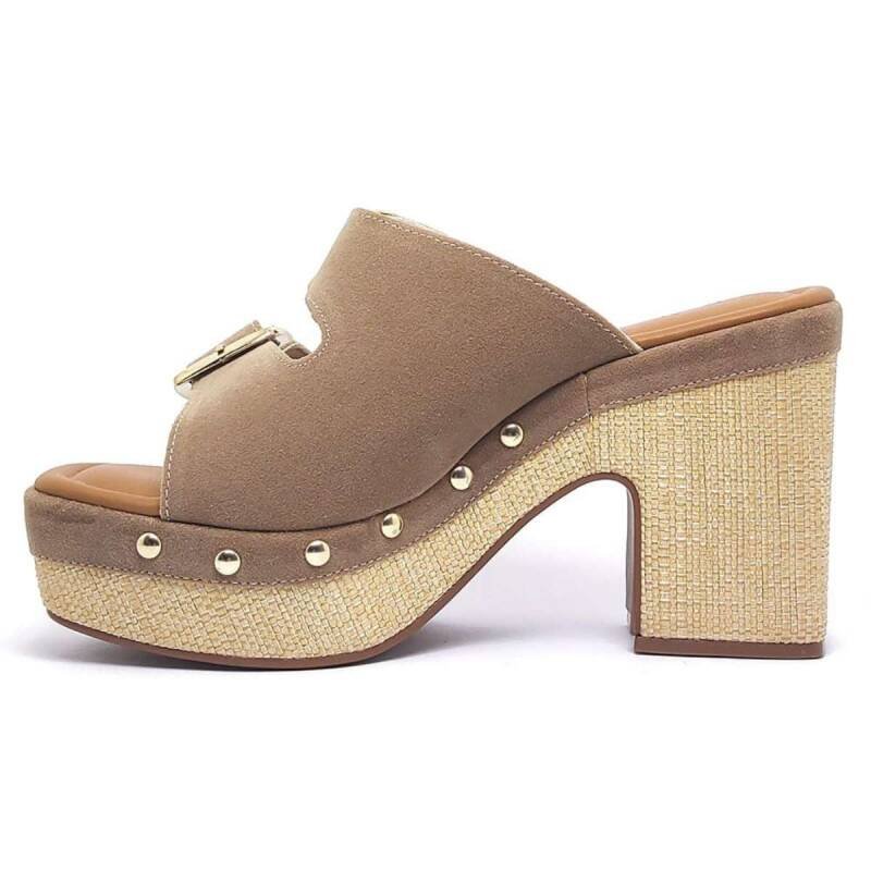 Tamanco Bebecê Clog Plataforma Camurção - Feminino - Marr Marrom 2