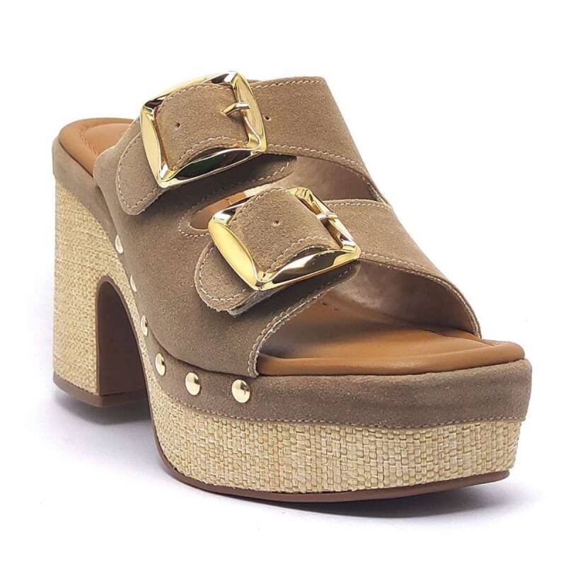 Tamanco Bebecê Clog Plataforma Camurção - Feminino - Marr Marrom 3