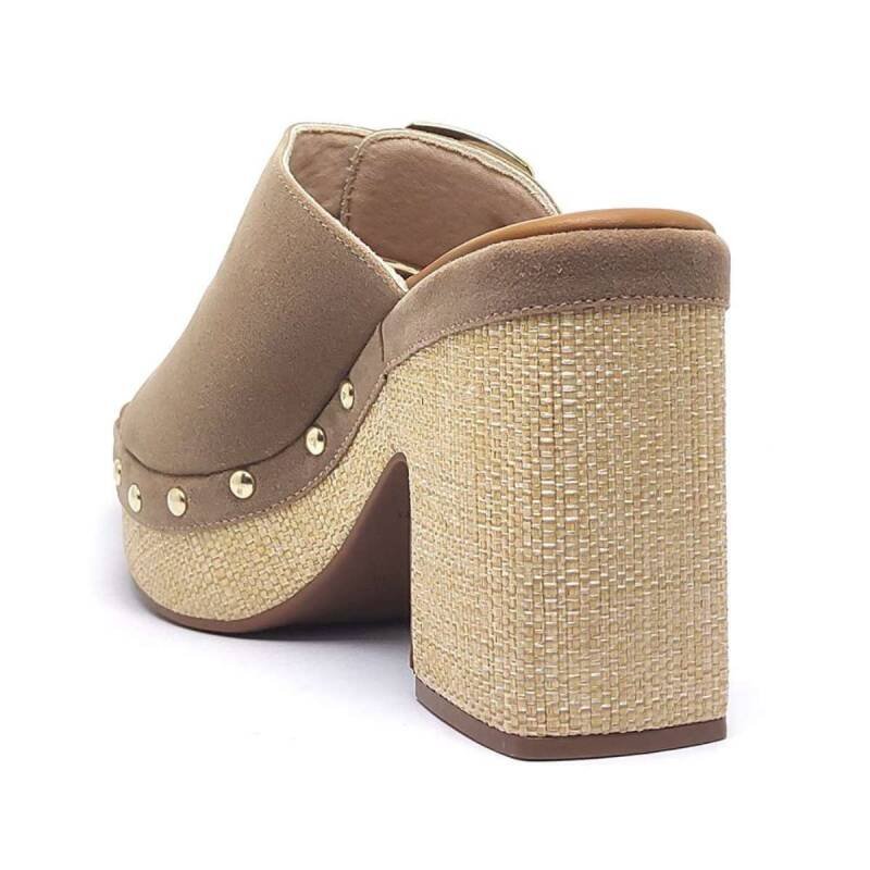 Tamanco Bebecê Clog Plataforma Camurção - Feminino - Marr Marrom 4