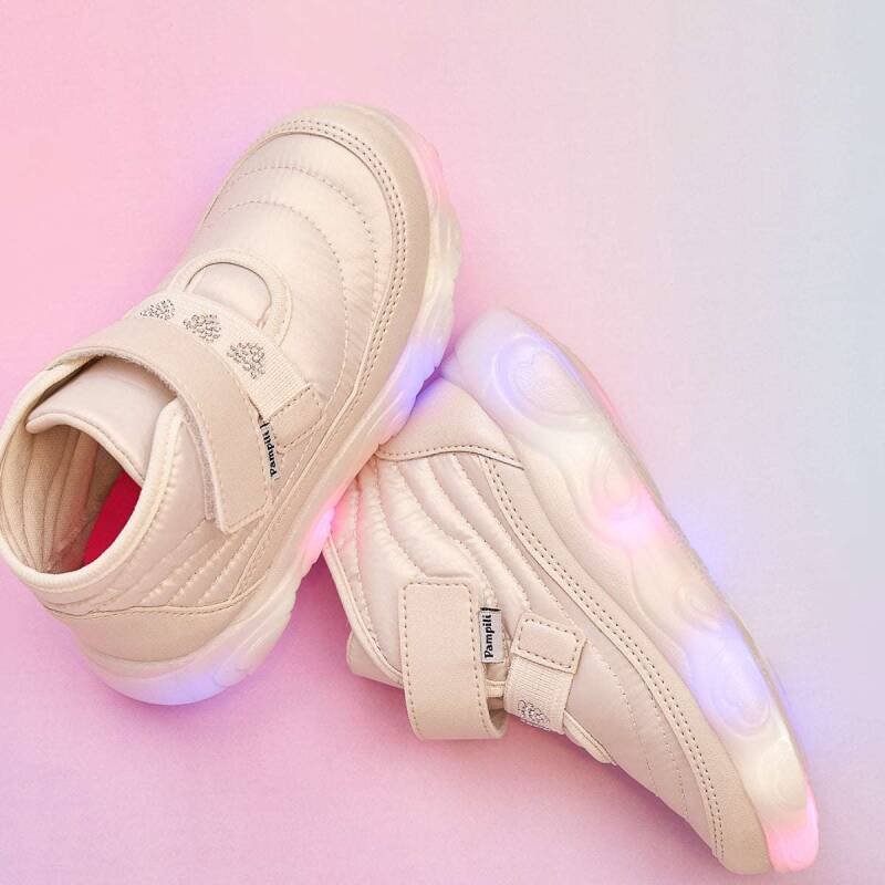 Tênis Pampili de Led Liz Luz Comfy - Infantil - Nude Bege 3