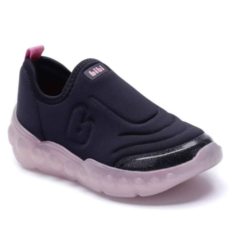 Tênis Infantil Feminino Slip On com LED - Preto