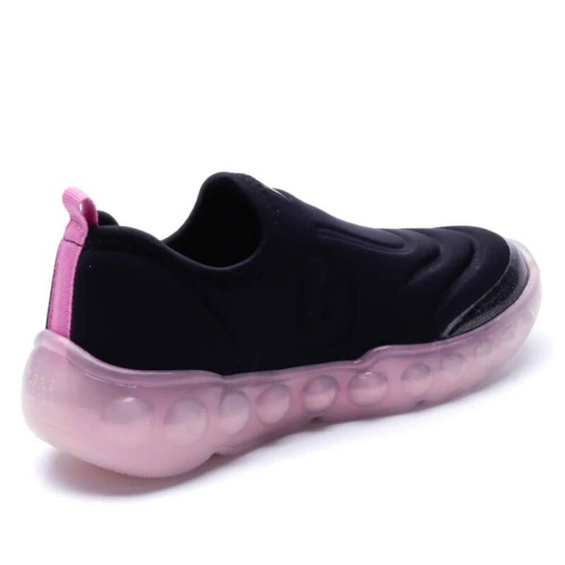 Tênis Infantil Feminino Slip On com LED - Preto Preto 2
