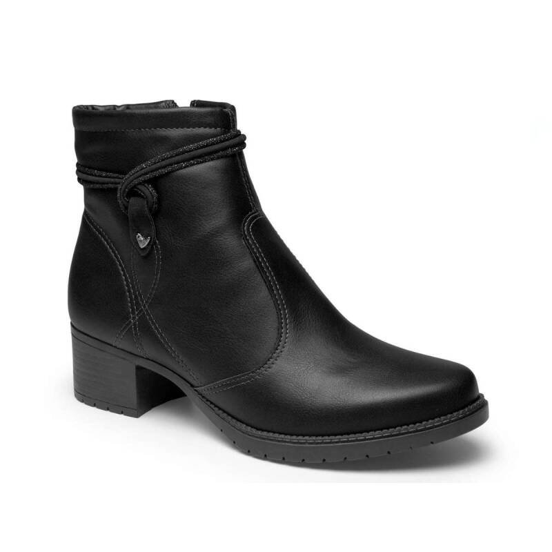 Bota Mississipi Cano Curto Salto Bloco Feminino - Preto