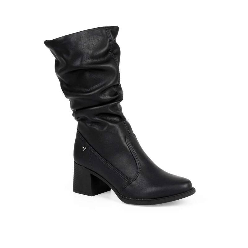 Bota Mississipi de Cano Médio com Salto Bloco - Preto