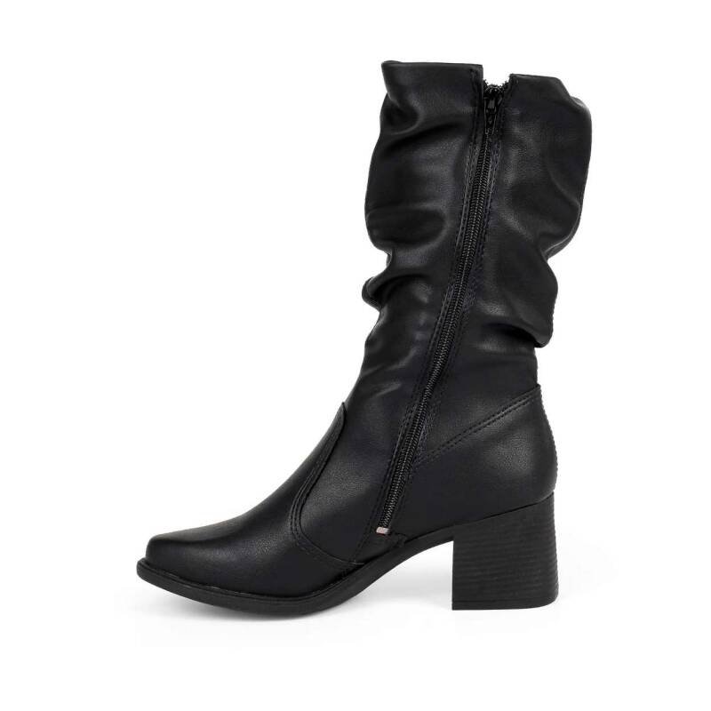 Bota Mississipi de Cano Médio com Salto Bloco - Preto Preto 4