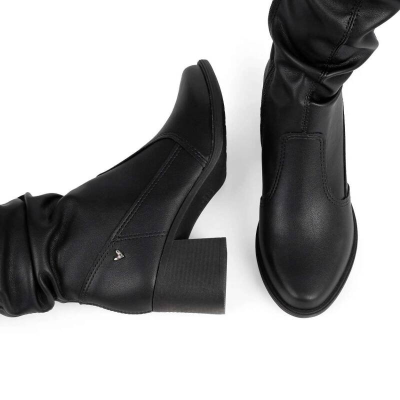Bota Mississipi de Cano Médio com Salto Bloco - Preto Preto 8