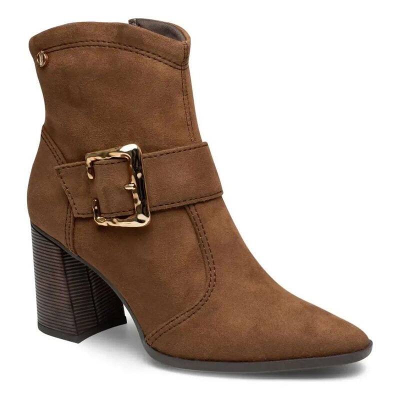 Bota Dakota Salto Bloco Fivela Bico Fino - Feminina - Marrom