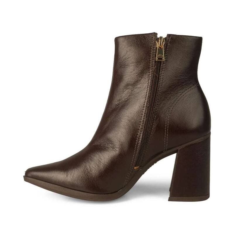 Bota Dakota de Cano Curto em Couro - Feminino Marrom 4