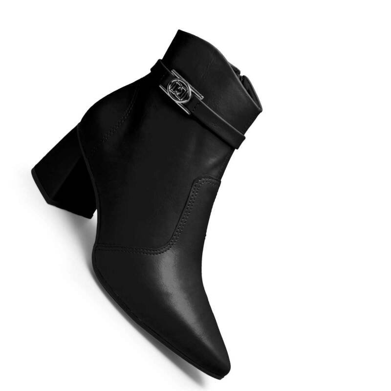 Bota Dakota Cano Curto Salto Bloco - Feminina - Preto Preto 3