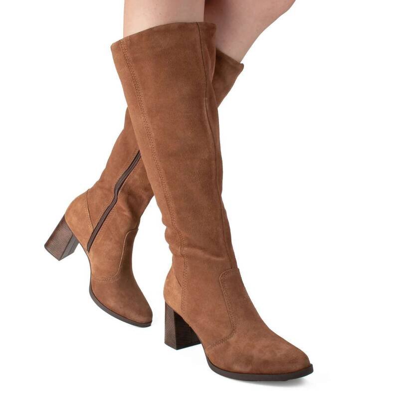 Bota Dakota Cano Longo Castanho Salto Bloco - Feminina - Mar Marrom 2