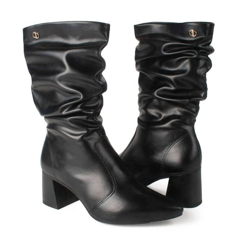 Bota Dakota Cano Longo Slouch - Feminina - Preto Preto 5