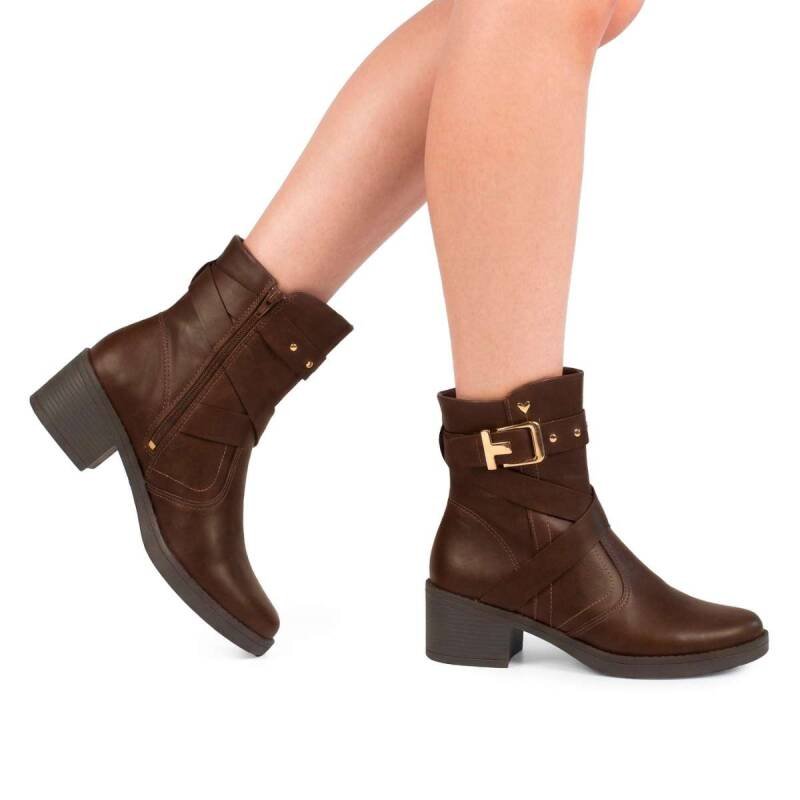 Bota Mississipi Cano Curto Feminina Café Feminina - Marrom Marrom 8