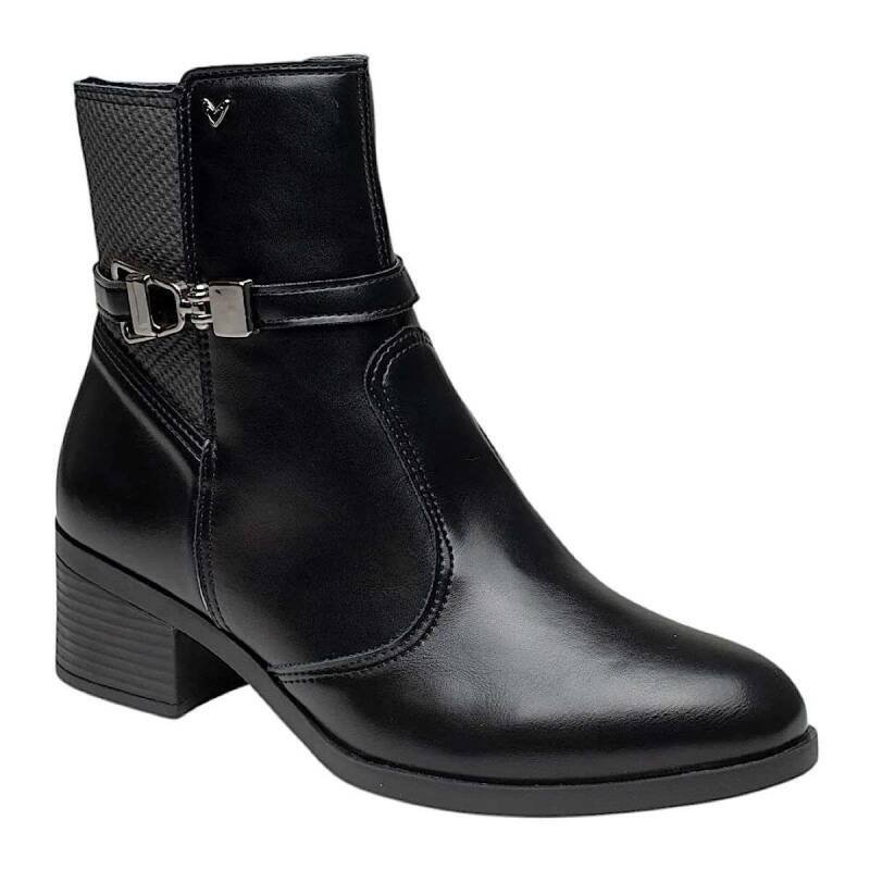Bota Mississipi Cano Curto Zíper Fivela Feminino - Preto