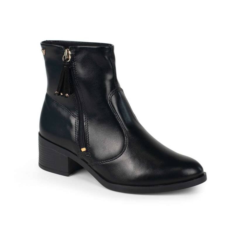 Bota Mississipi Feminino Cano Curto Feminina Zíper - Preto