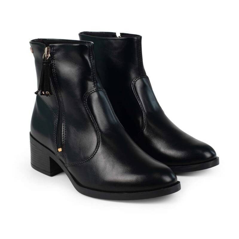 Bota Mississipi Feminino Cano Curto Feminina Zíper - Preto Preto 4
