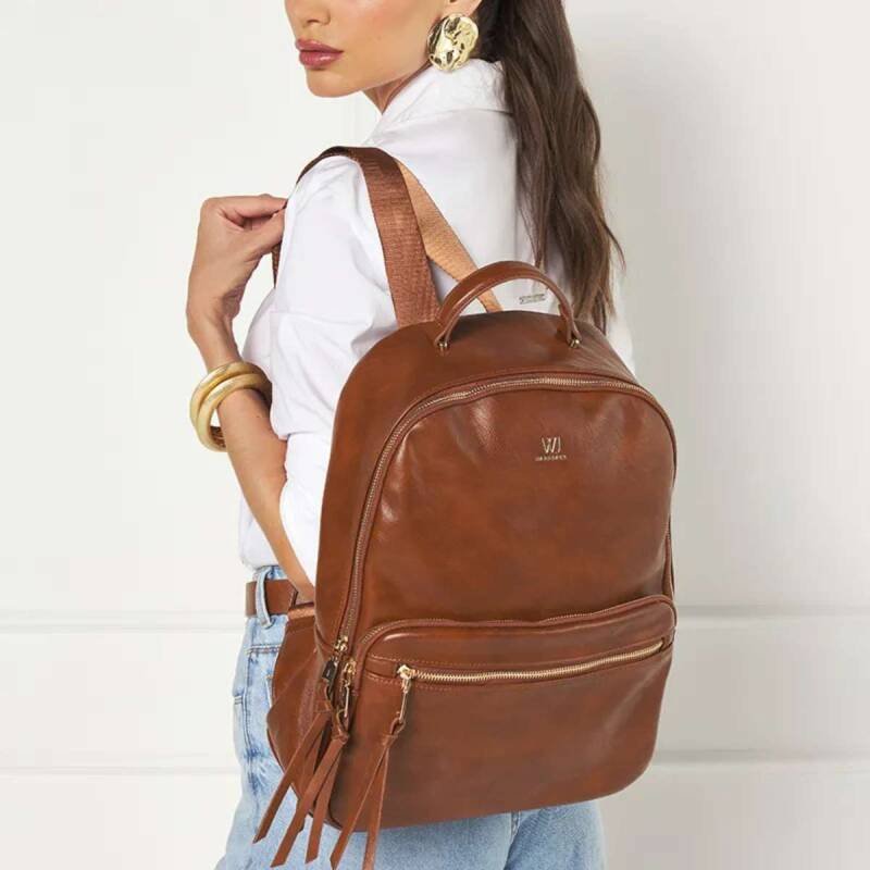 Mochila Wj Grande com Bolso Frontais - Feminina Marrom 5