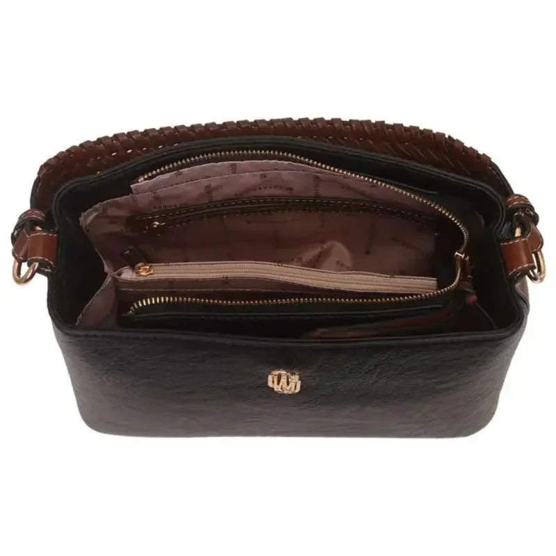 Bolsa Wj Shoulder Bag Grande Bicolor com Alça Trançada - Feminina Preto 3