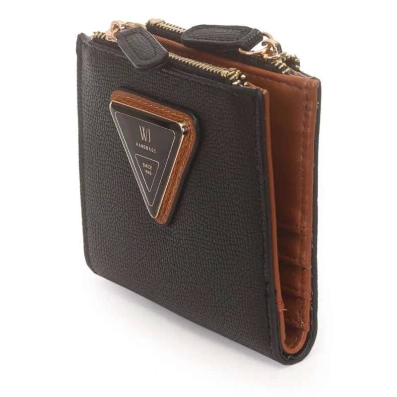 Carteira WJ Pequena Bicolor Metal Logo Resinado - Feminino - Preto 3