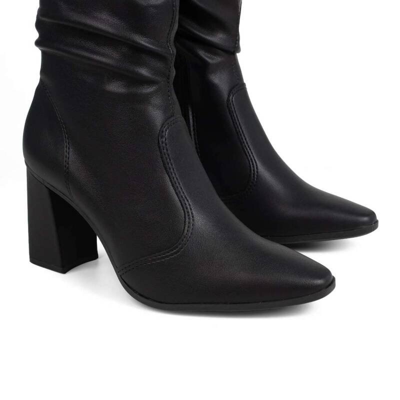 Bota Mississipi Bico Fino Salto Bloco Feminina - Preto Preto 6