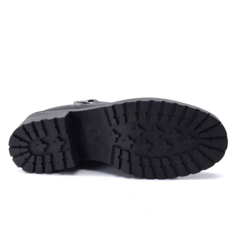 Coturno Feminino Bottero Couro Com Fivela - Preto Preto 2