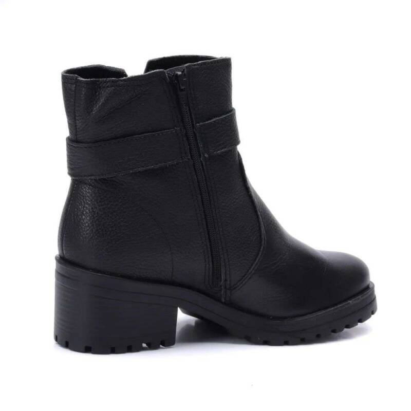 Coturno Feminino Bottero Couro Com Fivela - Preto Preto 3