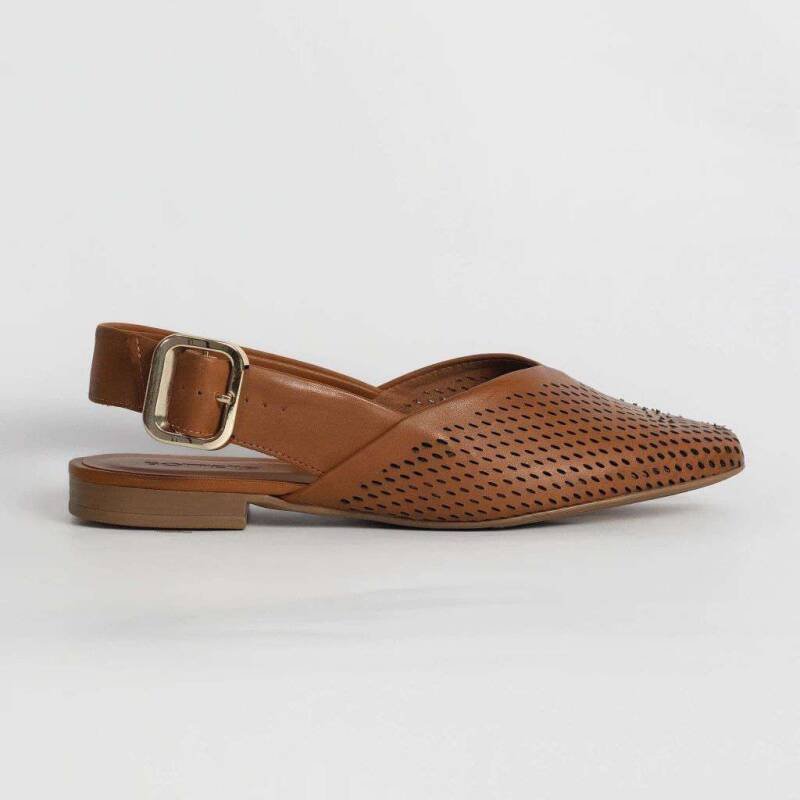 Sapatilha Bottero Slingback Couro Feminina - Marrom