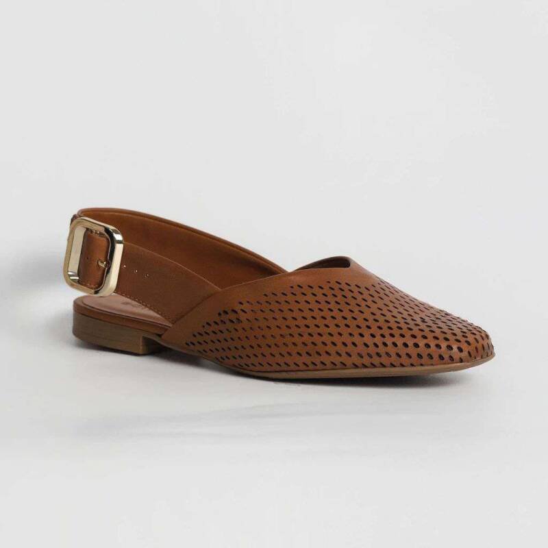 Sapatilha Bottero Slingback Couro Feminina - Marrom Marrom 2