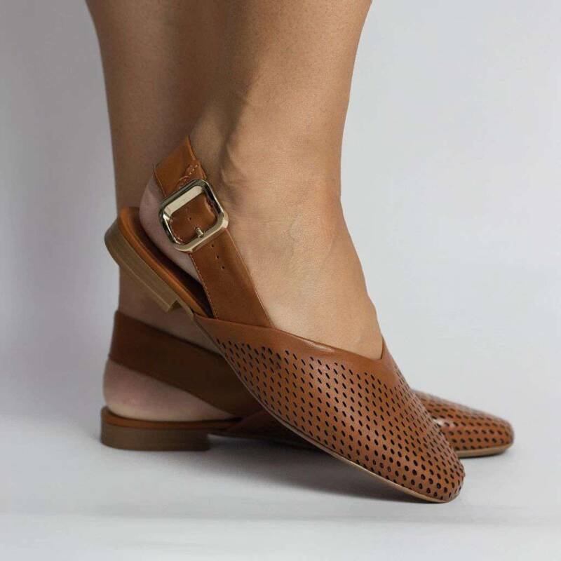 Sapatilha Bottero Slingback Couro Feminina - Marrom Marrom 3
