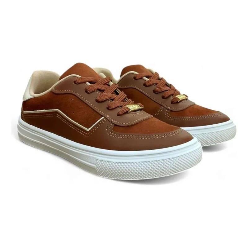 Tenis Moleca Casual Camurça Conforto - Feminino - Marrom Marrom 4