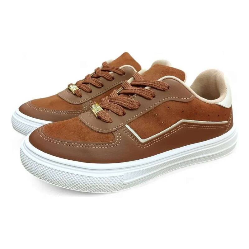 Tenis Moleca Casual Camurça Conforto - Feminino - Marrom Marrom 5