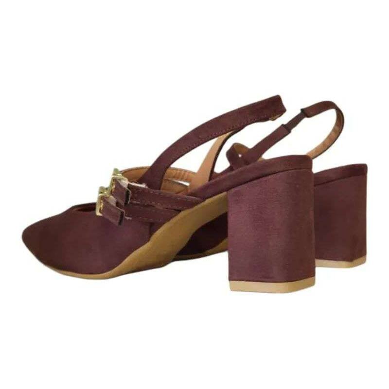 Sapato Vizzano Slingback Bico Quadrado Salto Feminino - Marr Marrom 2