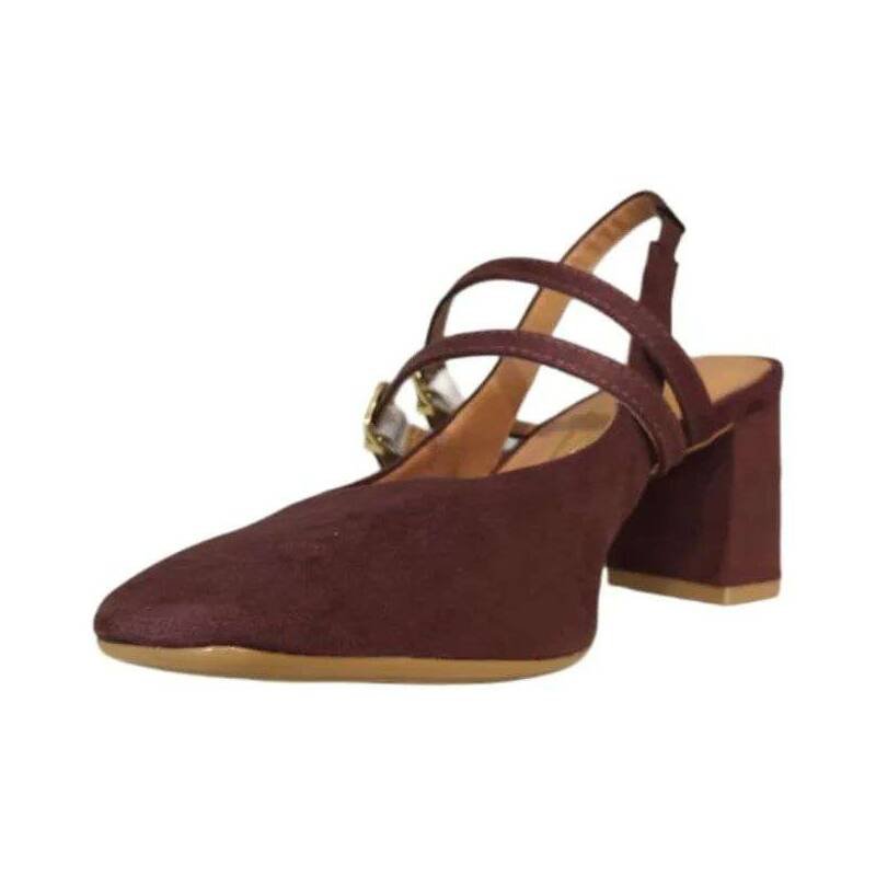 Sapato Vizzano Slingback Bico Quadrado Salto Feminino - Marr Marrom 5