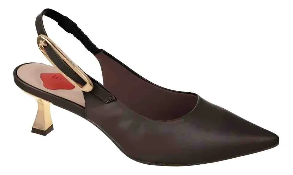Scarpin Bebecê Slingback Confortável B+ Feminino - Marrom Marrom 4