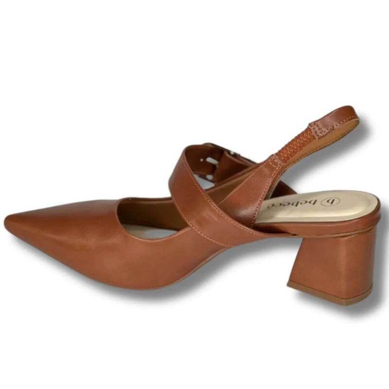 Sapato Scarpin Salto Grosso Medio Bebece Feminino - Marrom Marrom 2