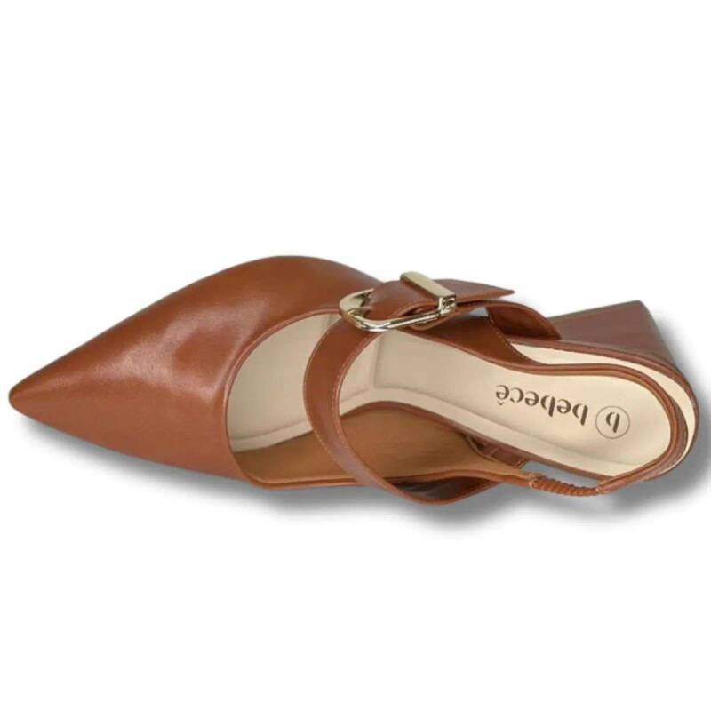 Sapato Scarpin Salto Grosso Medio Bebece Feminino - Marrom Marrom 3