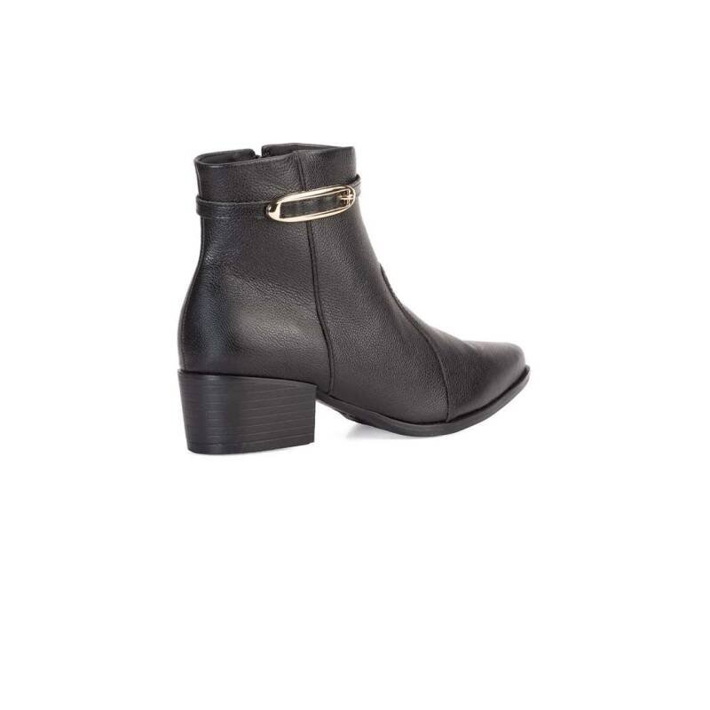 Bota Bebecê Couro Cano Curto Com Enfeite Feminino - Preto Preto 4