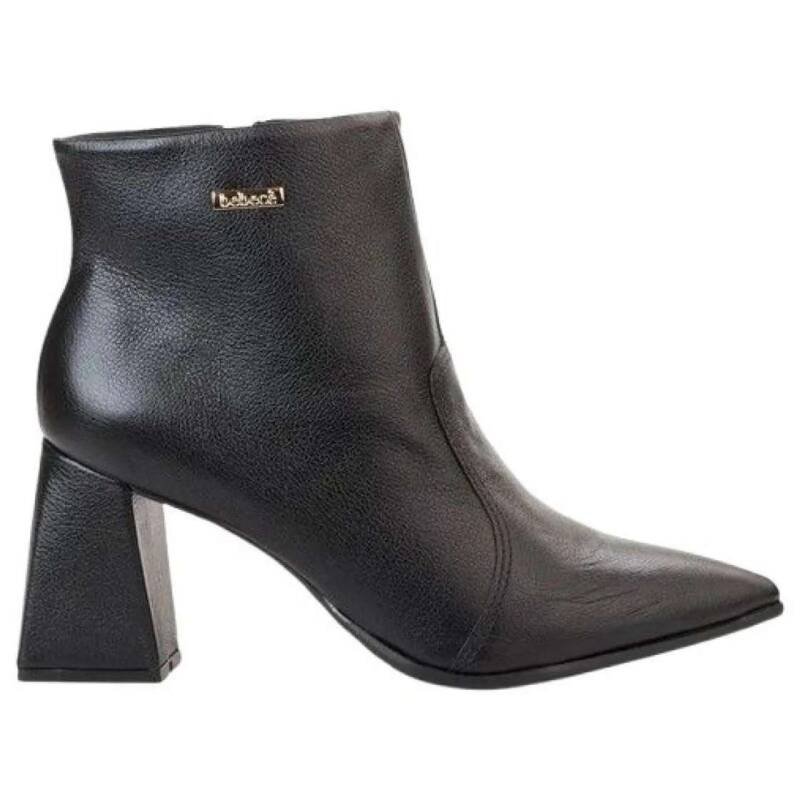 Bota Bebecê Ankle Boot Feminina Couro - Preto