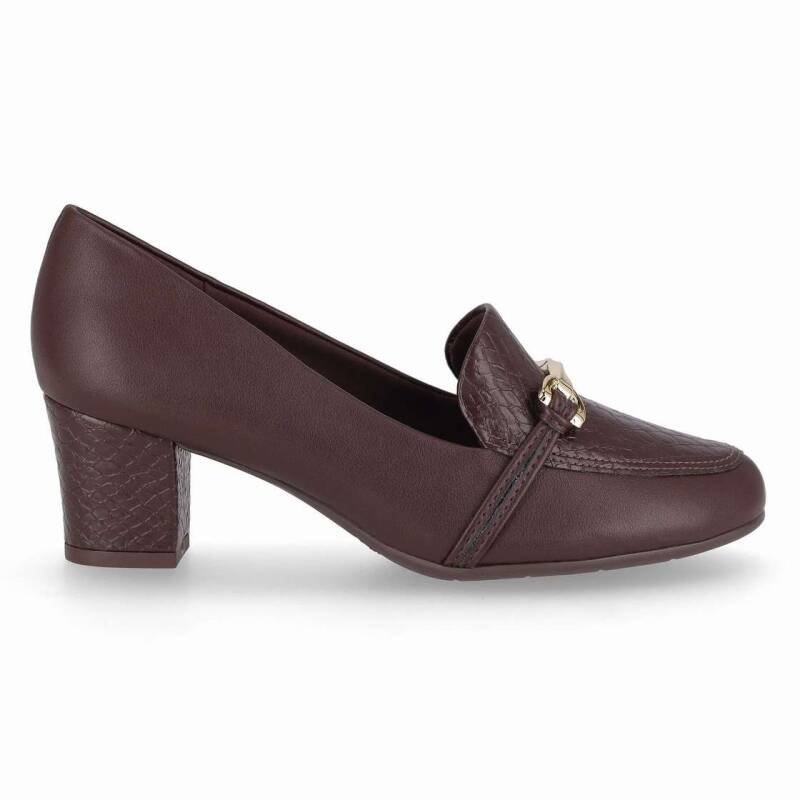 Sapato Loafer Laura Salto Médio Feminino - Marrom