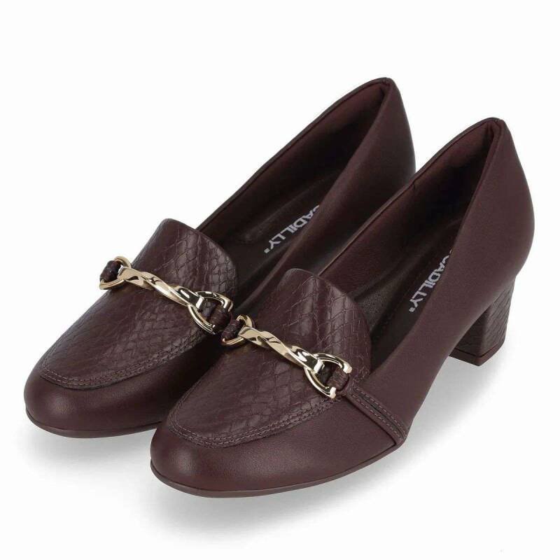 Sapato Loafer Laura Salto Médio Feminino - Marrom Marrom 2