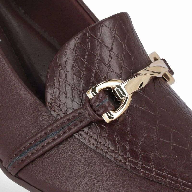 Sapato Loafer Laura Salto Médio Feminino - Marrom Marrom 3