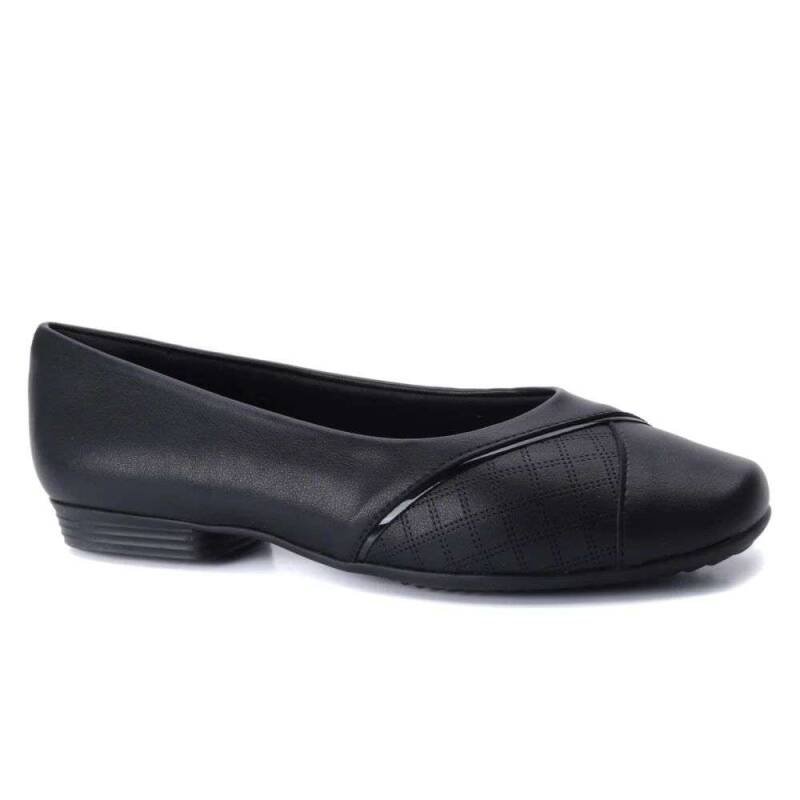 Sapatilha Feminina Piccadilly Napa e Verniz Stretch - Preto