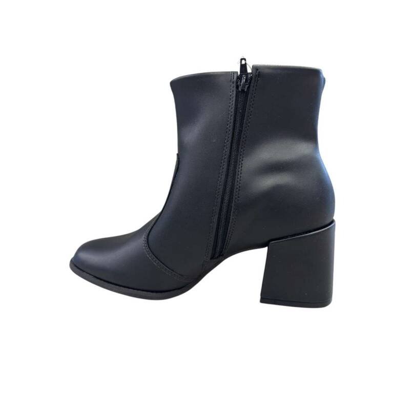 BOTA FEMININA CANO CURTO SALTO BLOCO - Preto Preto 2