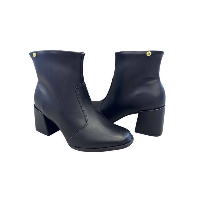 BOTA FEMININA CANO CURTO SALTO BLOCO - Preto Preto 3