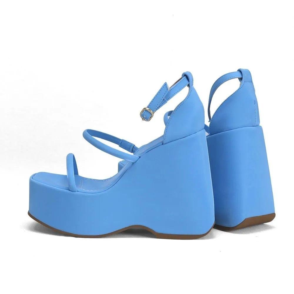 Sandália Anabela Azul Ana Mello Azul 2