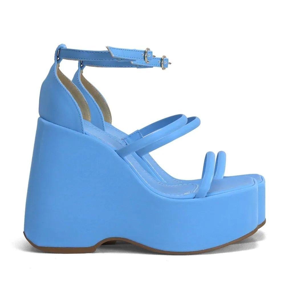 Sandália Anabela Azul Ana Mello Azul 3