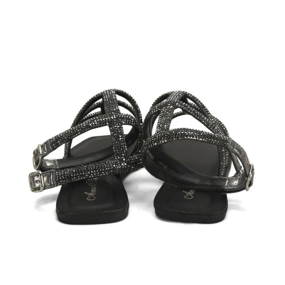 Rasteira Gladiadora com Strass Brilho e Conforto Ana Mello Preto 5