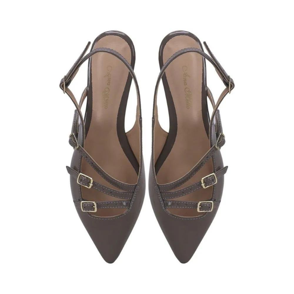 Sapatilha Verniz Três Fivelas Conforto e Estilo Ana Mello Cinza 2