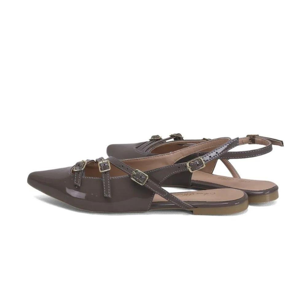 Sapatilha Verniz Três Fivelas Conforto e Estilo Ana Mello Cinza 3