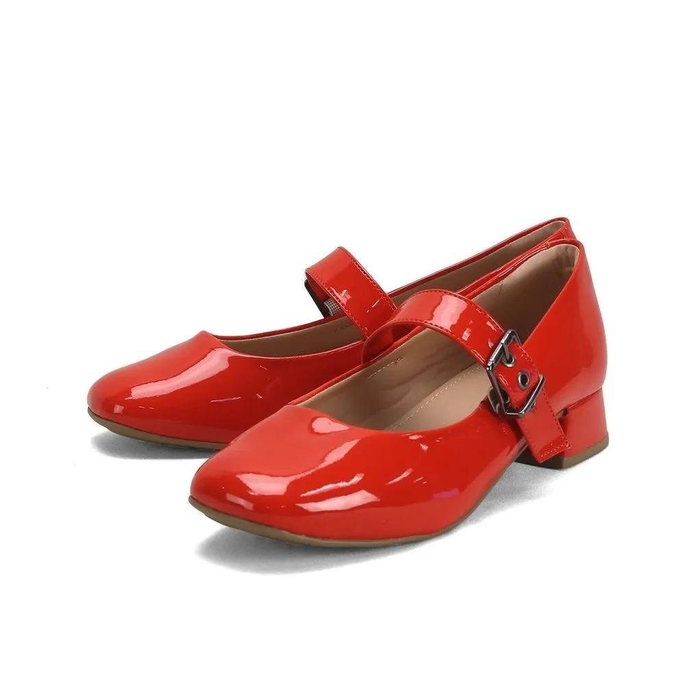 Sapato Boneca Verniz Vermelho Tira Ilhós 3cm Vermelho 2